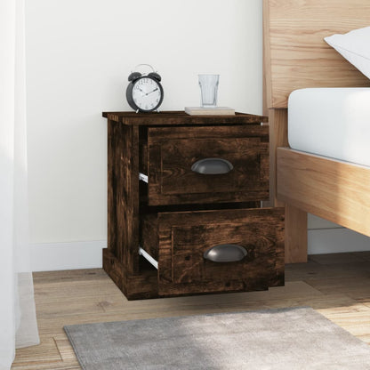 Smoked Oak Bedside Cabinet 39x39x47.5cm Engineered Wood