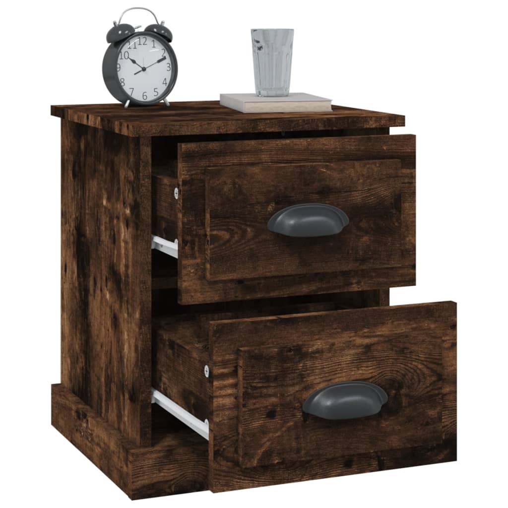 Smoked Oak Bedside Cabinet 39x39x47.5cm Engineered Wood