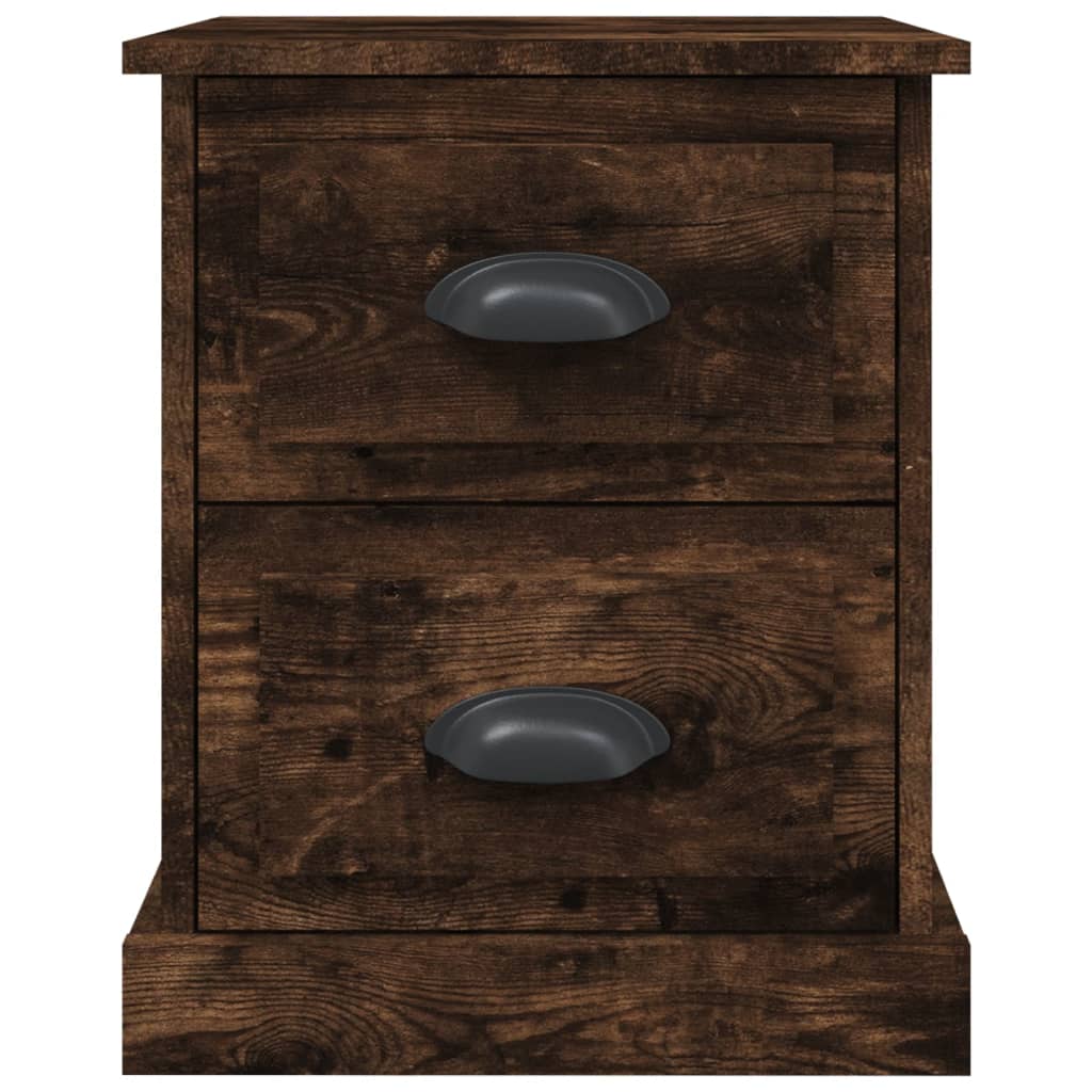 Set of 2 Smoked Oak Bedside Cabinets, Engineered Wood, 39x39x47.5 cm