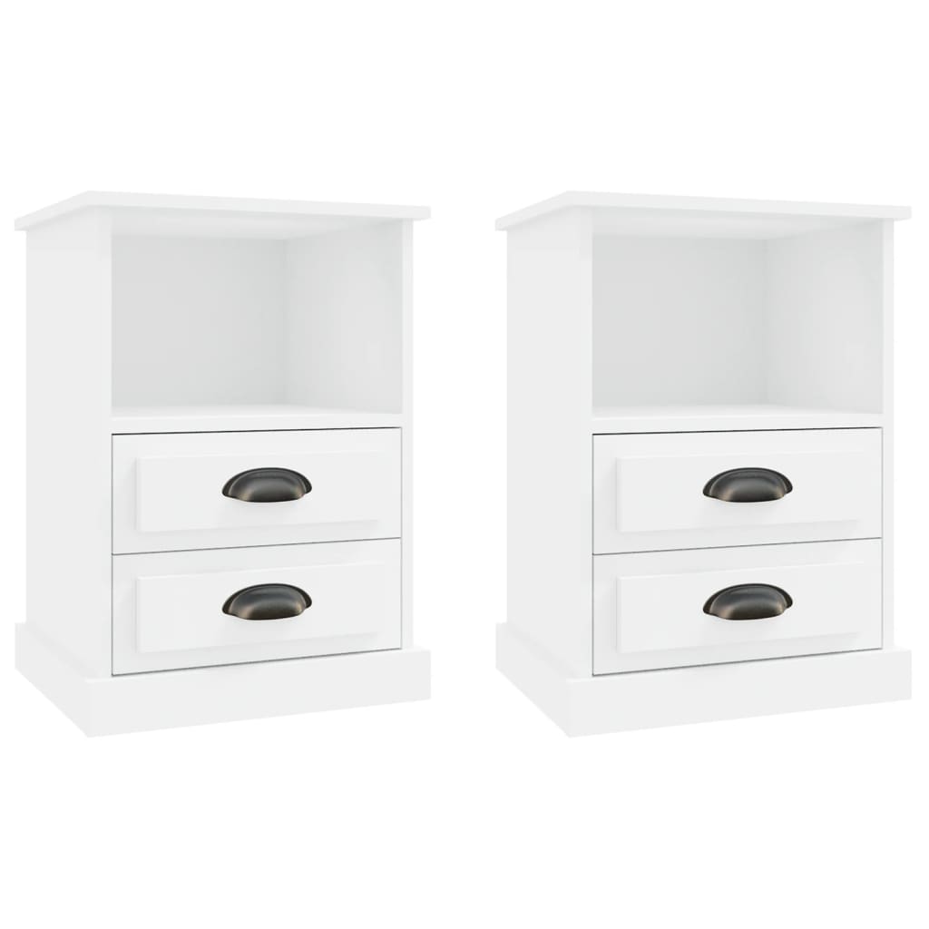 White Bedside Cabinets Set of 2 - Sleek 43x36x60 cm Design