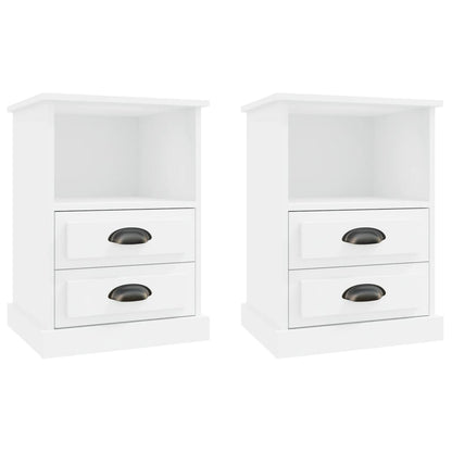 White Bedside Cabinets Set of 2 - Sleek 43x36x60 cm Design