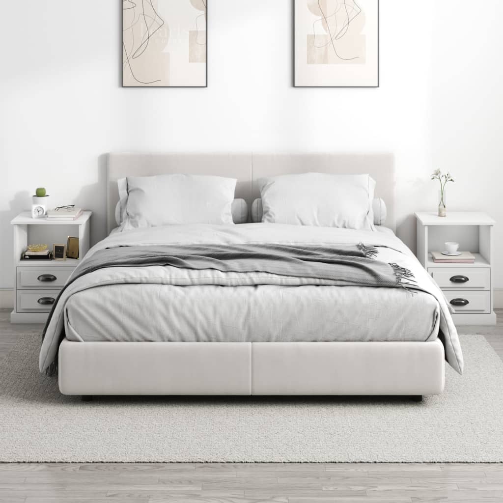 White Bedside Cabinets Set of 2 - Sleek 43x36x60 cm Design