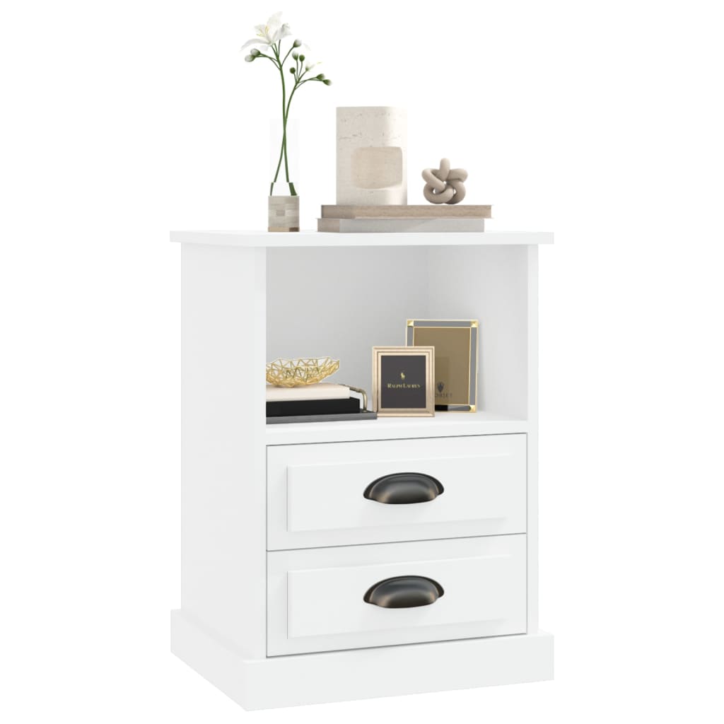 White Bedside Cabinets Set of 2 - Sleek 43x36x60 cm Design
