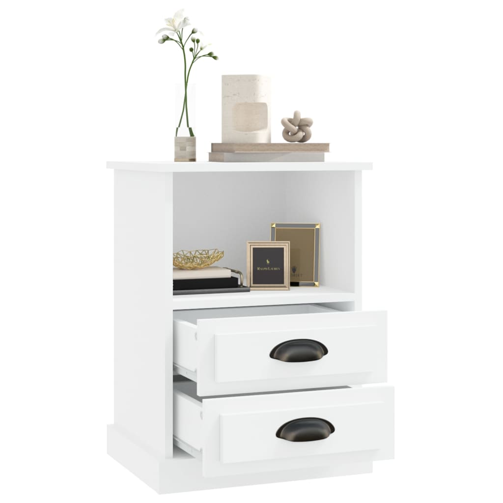 White Bedside Cabinets Set of 2 - Sleek 43x36x60 cm Design