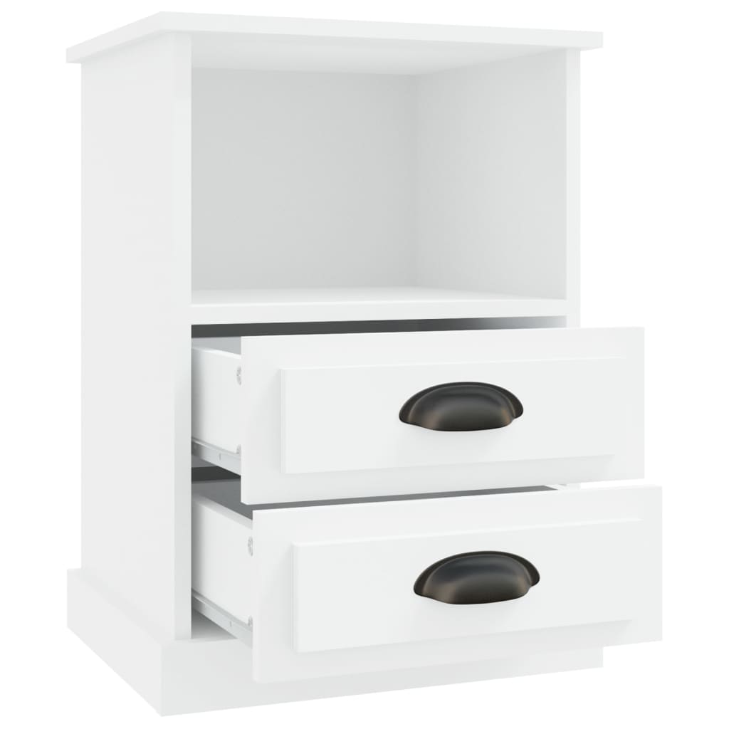 White Bedside Cabinets Set of 2 - Sleek 43x36x60 cm Design