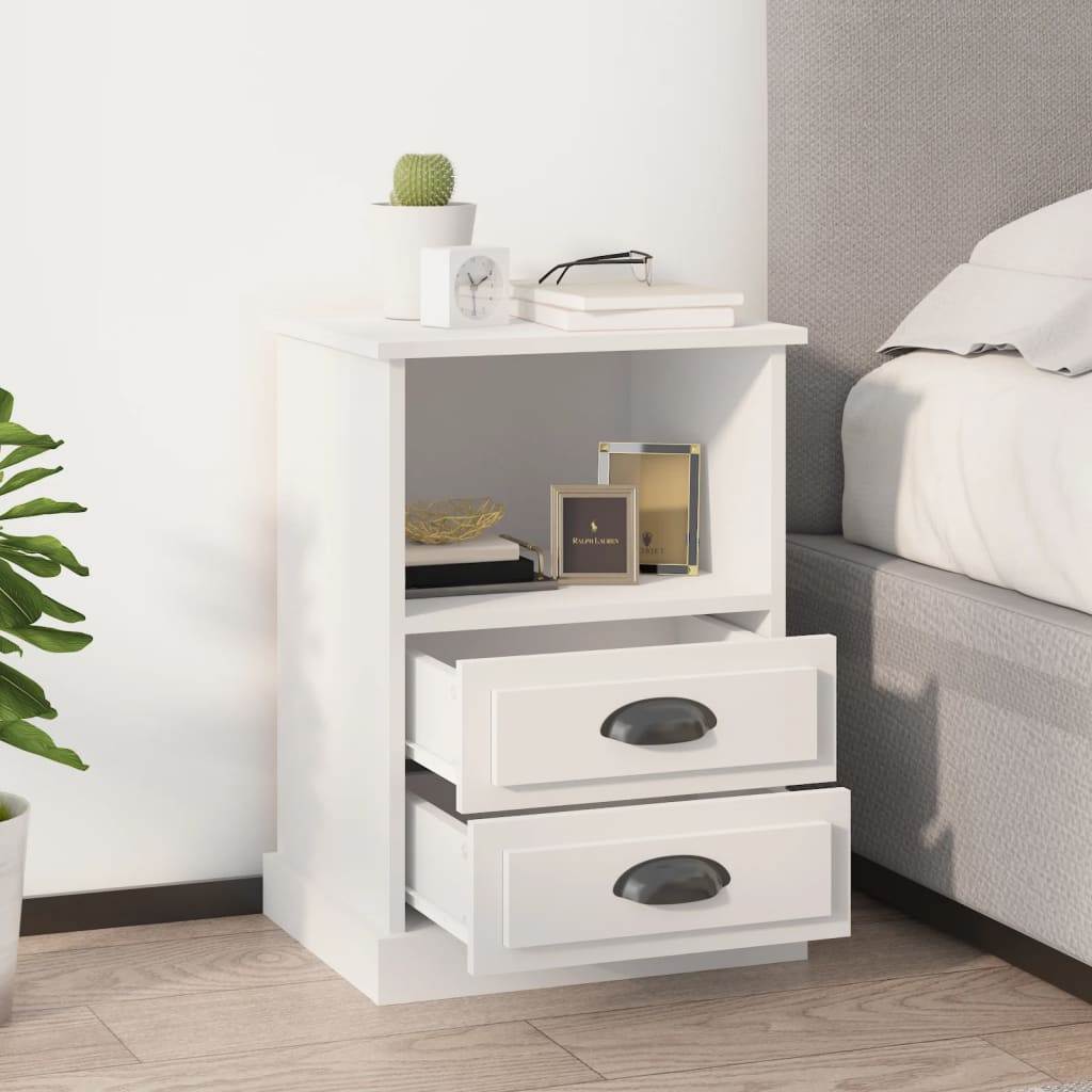 White Bedside Cabinets Set of 2 - Sleek 43x36x60 cm Design