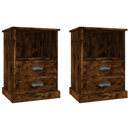 Set of 2 Smoked Oak Bedside Cabinets 43x36x60 cm