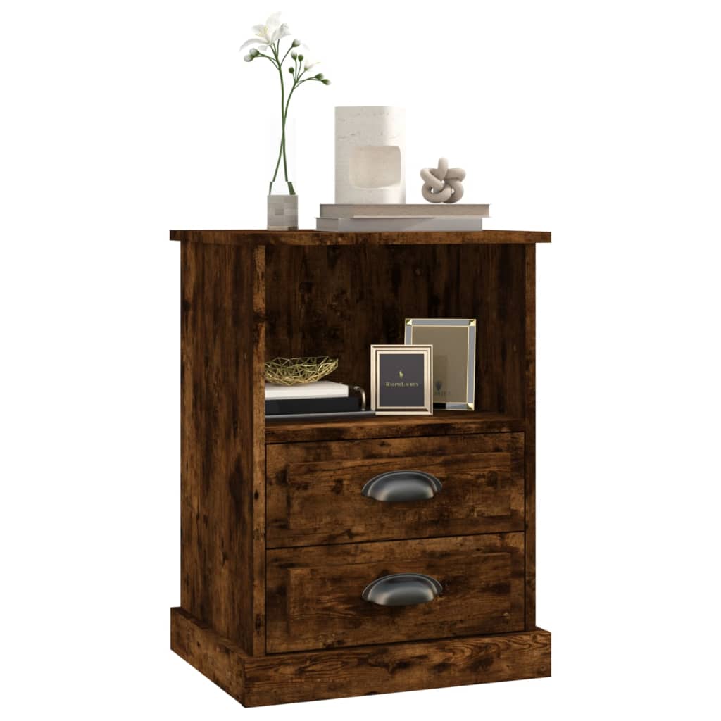 Set of 2 Smoked Oak Bedside Cabinets 43x36x60 cm