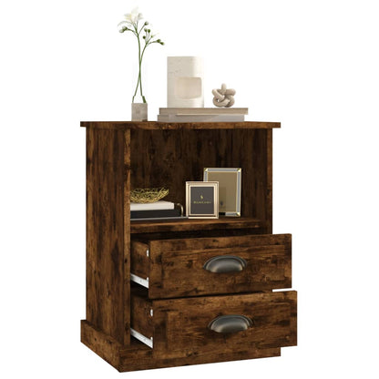 Set of 2 Smoked Oak Bedside Cabinets 43x36x60 cm