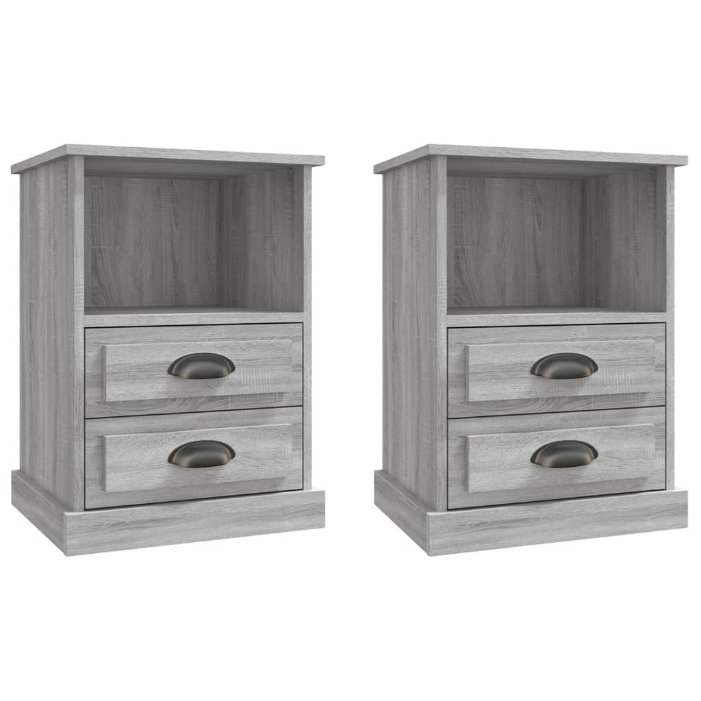 Grey Sonoma Bedside Cabinets - Set of 2, 43x36x60 cm