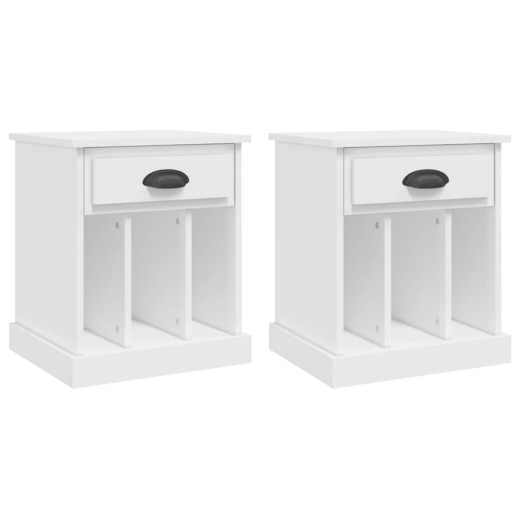 Sleek White Bedside Cabinets, Set of 2 - 43x36x50 cm