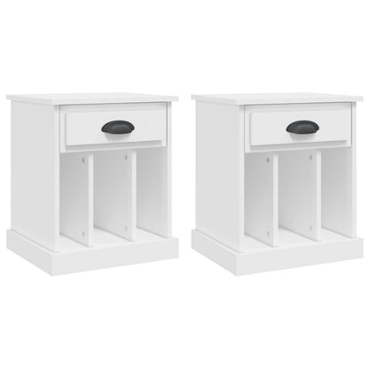 Sleek White Bedside Cabinets, Set of 2 - 43x36x50 cm