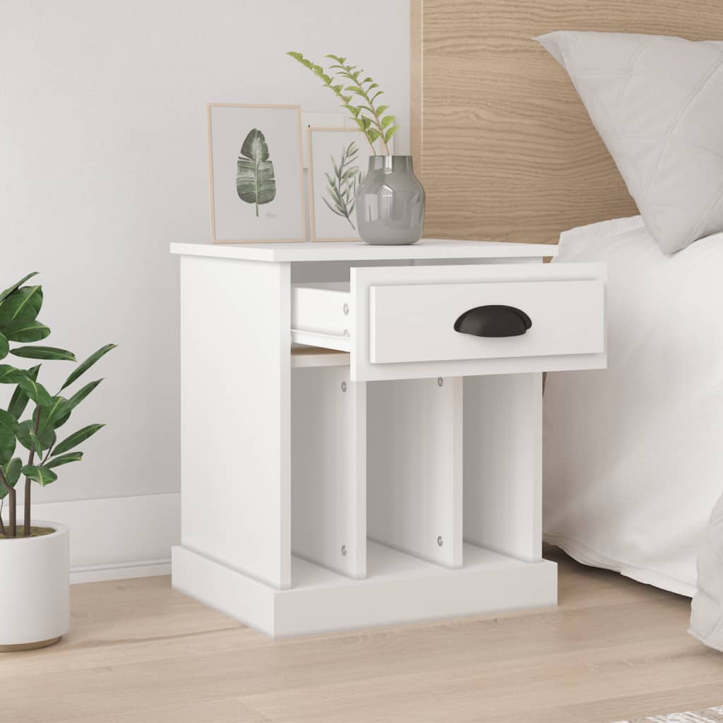 Sleek White Bedside Cabinets, Set of 2 - 43x36x50 cm
