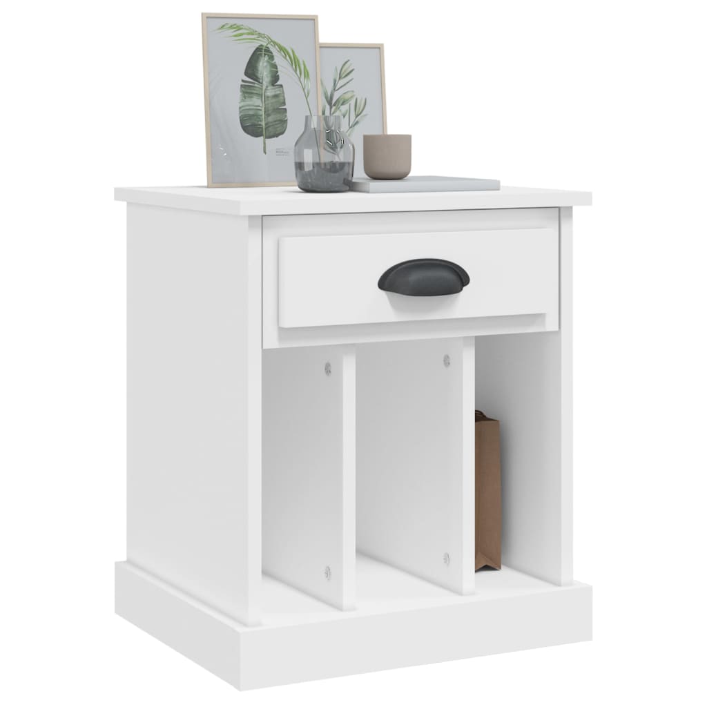 Sleek White Bedside Cabinets, Set of 2 - 43x36x50 cm