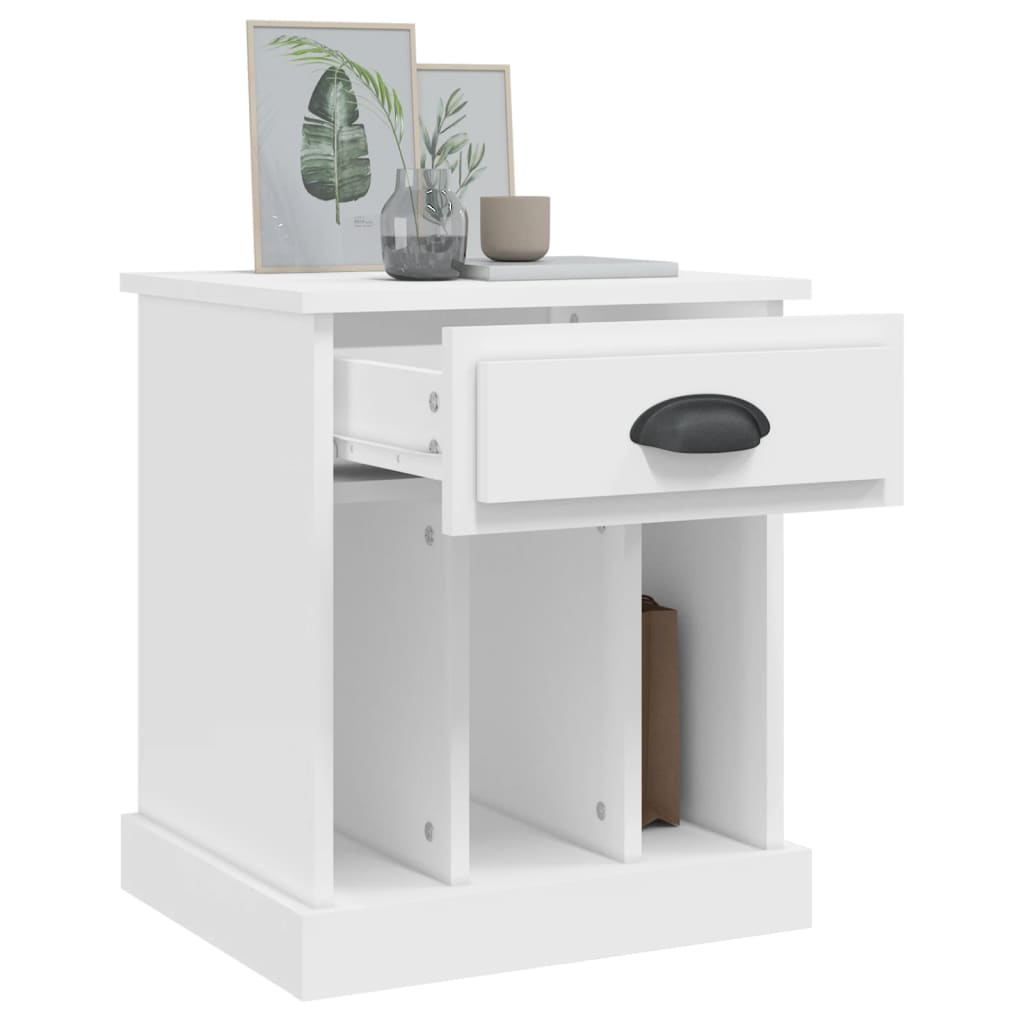 Sleek White Bedside Cabinets, Set of 2 - 43x36x50 cm