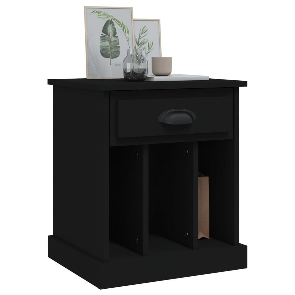Black Bedside Cabinet 43x36x50 cm - Elegant & Compact Design