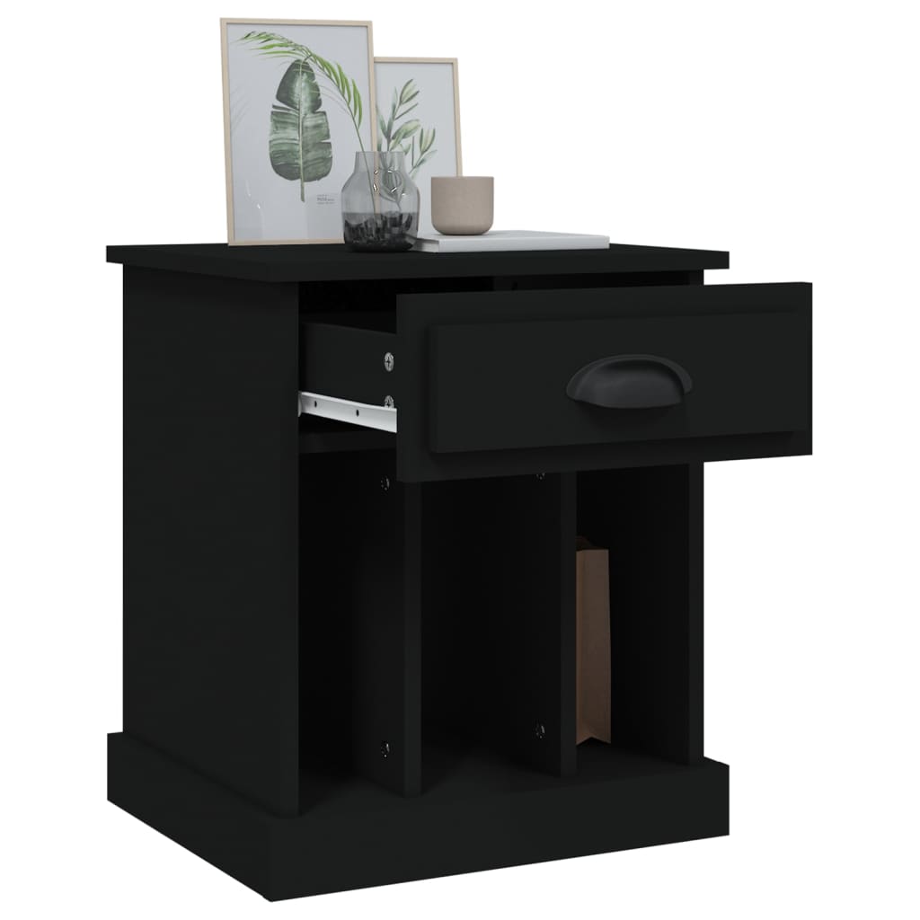 Black Bedside Cabinet 43x36x50 cm - Elegant & Compact Design