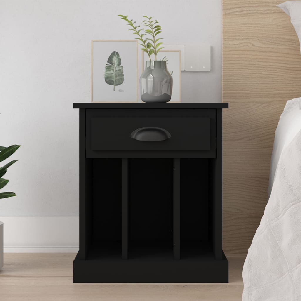 Black Bedside Cabinet 43x36x50 cm - Elegant & Compact Design