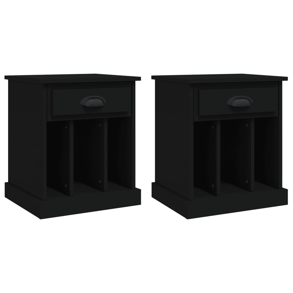 Black Bedside Cabinets Set of 2 - Modern Design, 43x36x50 cm