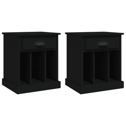 Black Bedside Cabinets Set of 2 - Modern Design, 43x36x50 cm