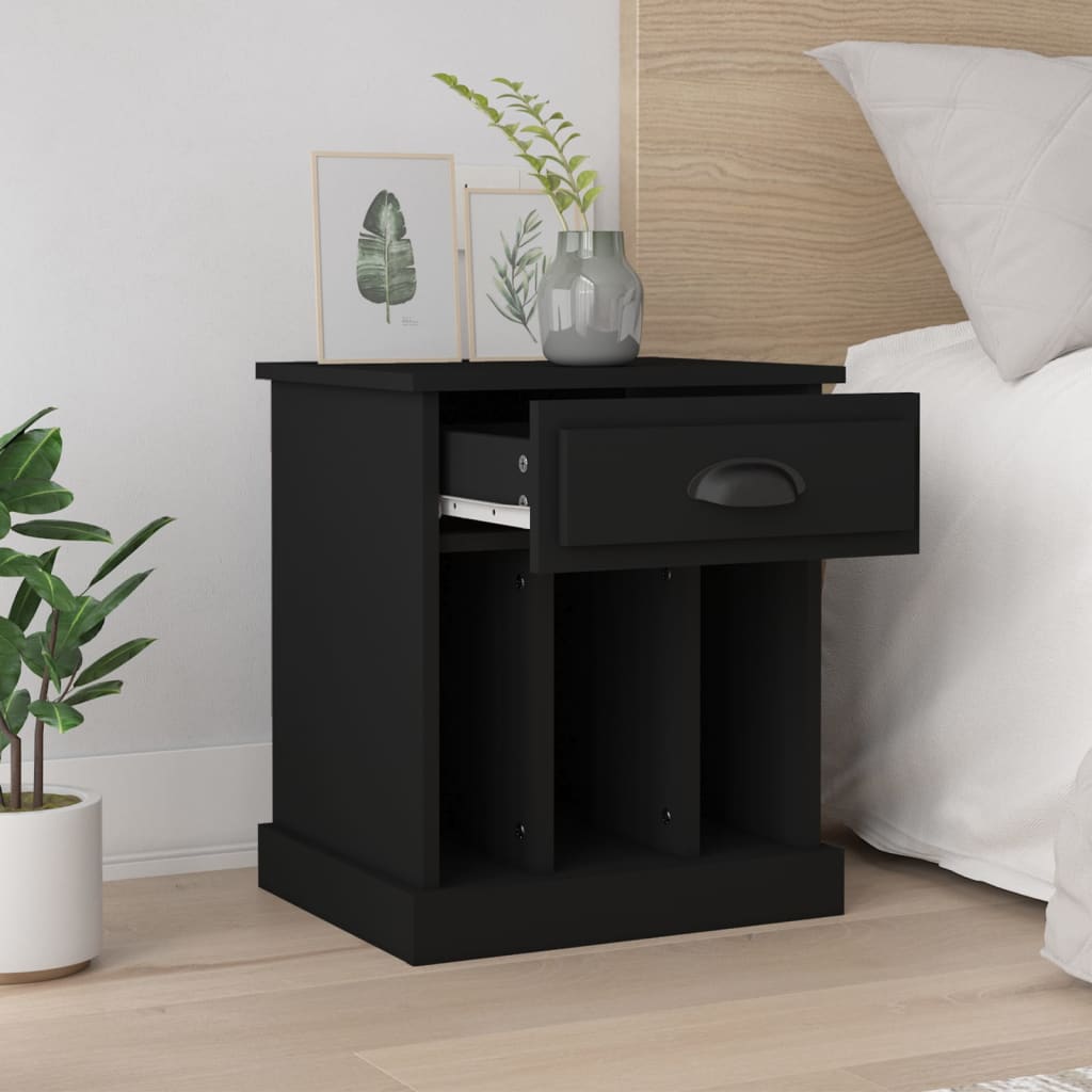 Black Bedside Cabinets Set of 2 - Modern Design, 43x36x50 cm