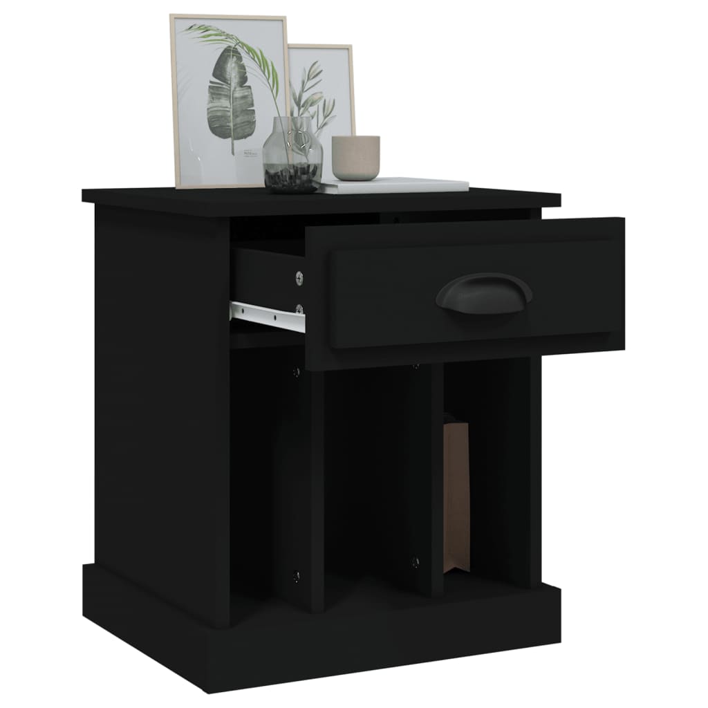 Black Bedside Cabinets Set of 2 - Modern Design, 43x36x50 cm