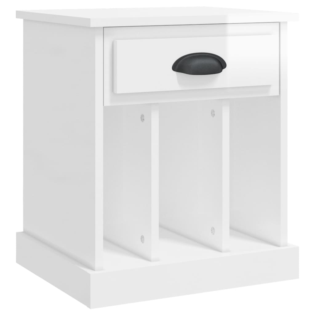 High Gloss White Bedside Cabinet - 43x36x50 cm Modern Design