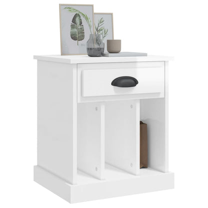High Gloss White Bedside Cabinet - 43x36x50 cm Modern Design