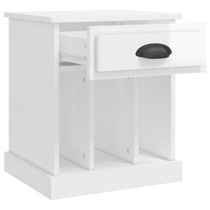 High Gloss White Bedside Cabinet - 43x36x50 cm Modern Design