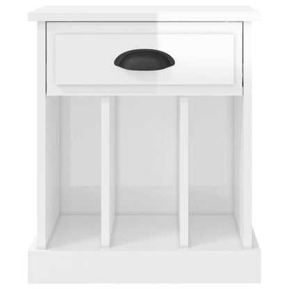 High Gloss White Bedside Cabinet - 43x36x50 cm Modern Design