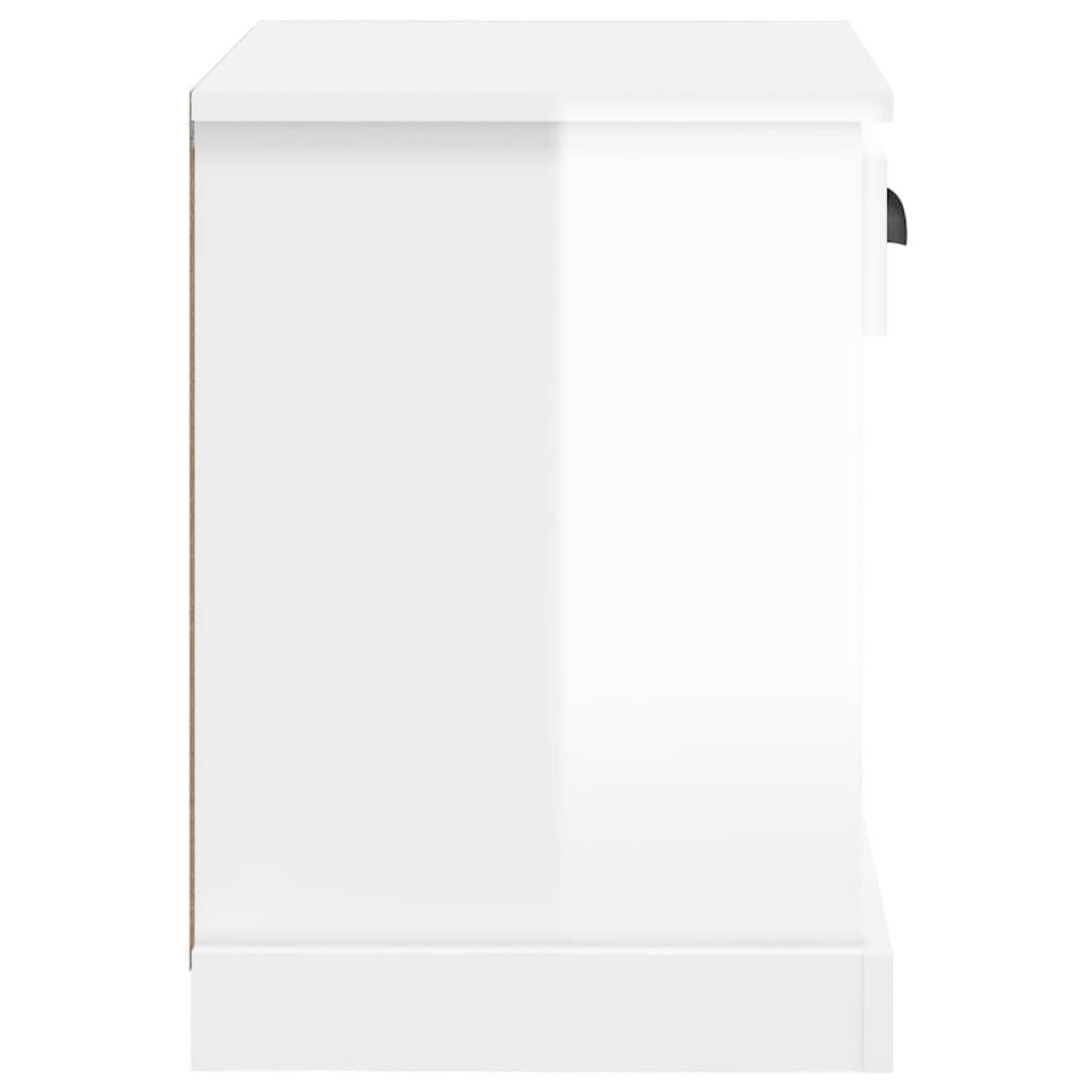 High Gloss White Bedside Cabinet - 43x36x50 cm Modern Design