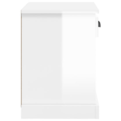 High Gloss White Bedside Cabinet - 43x36x50 cm Modern Design