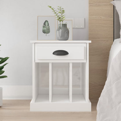 High Gloss White Bedside Cabinet - 43x36x50 cm Modern Design
