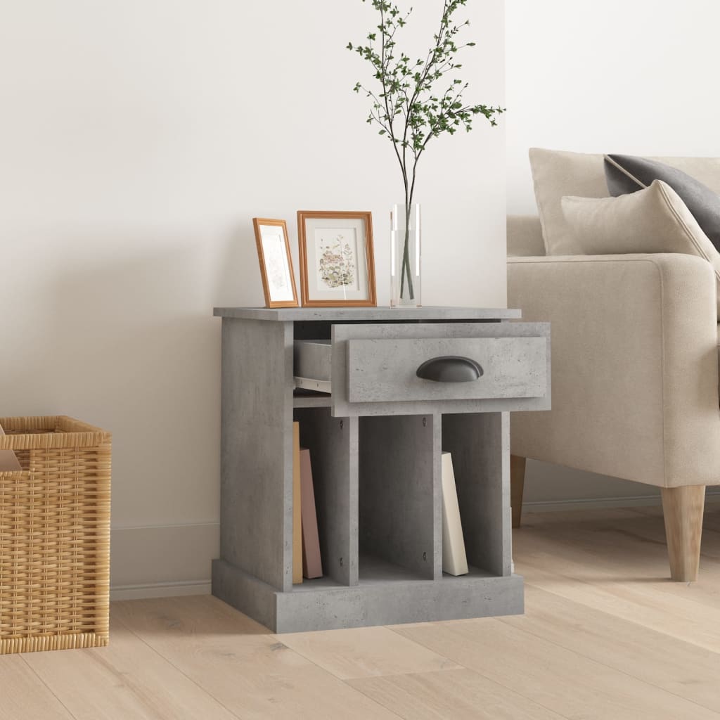Concrete Grey Bedside Cabinet 43x36x50 cm - Stylish & Functional