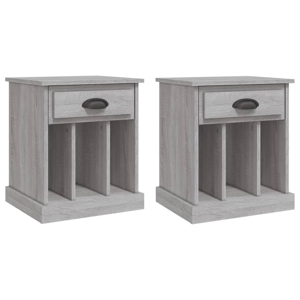 Set of 2 Grey Sonoma Bedside Cabinets - 43x36x50 cm