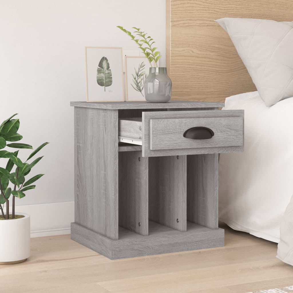 Set of 2 Grey Sonoma Bedside Cabinets - 43x36x50 cm