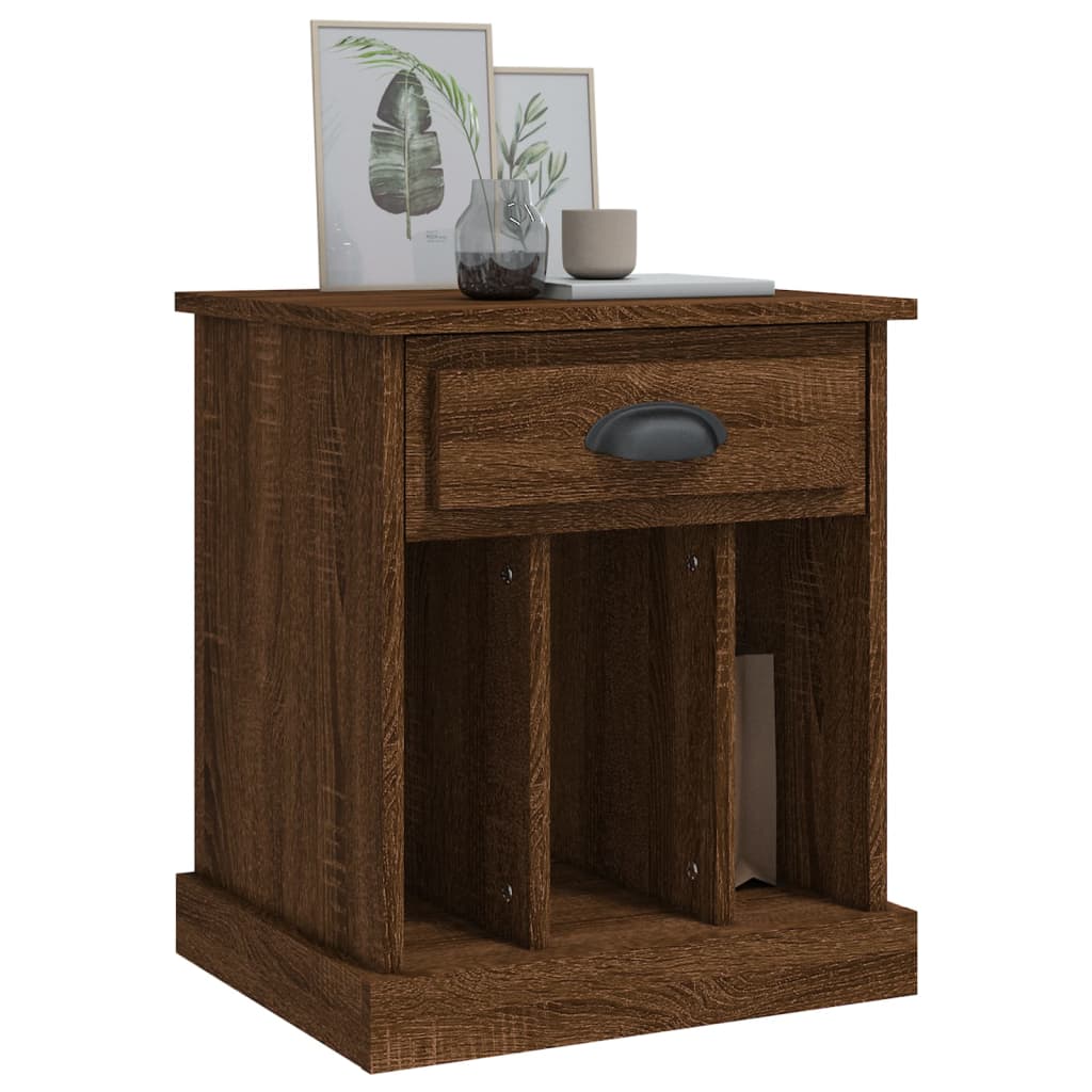 Compact Brown Oak Bedside Cabinet 43x36x50 cm - Stylish Storage