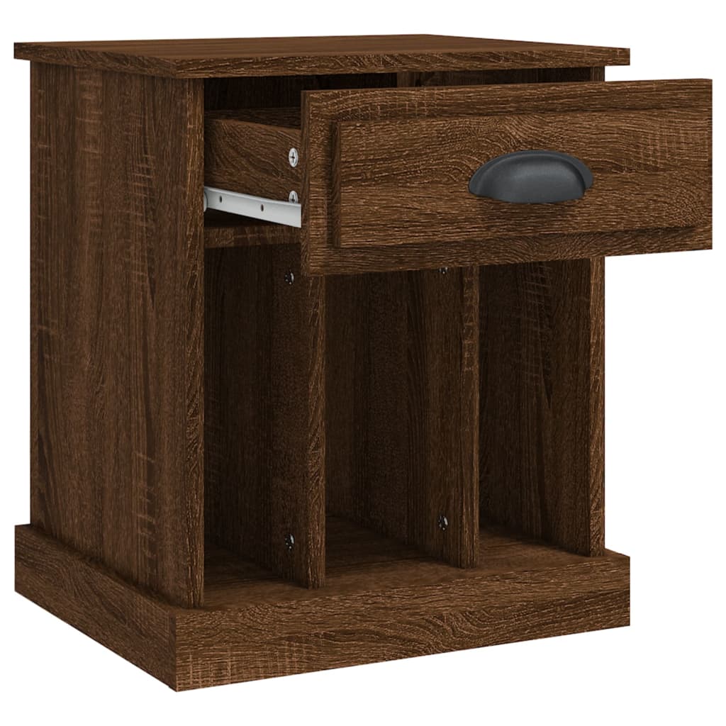 Compact Brown Oak Bedside Cabinet 43x36x50 cm - Stylish Storage