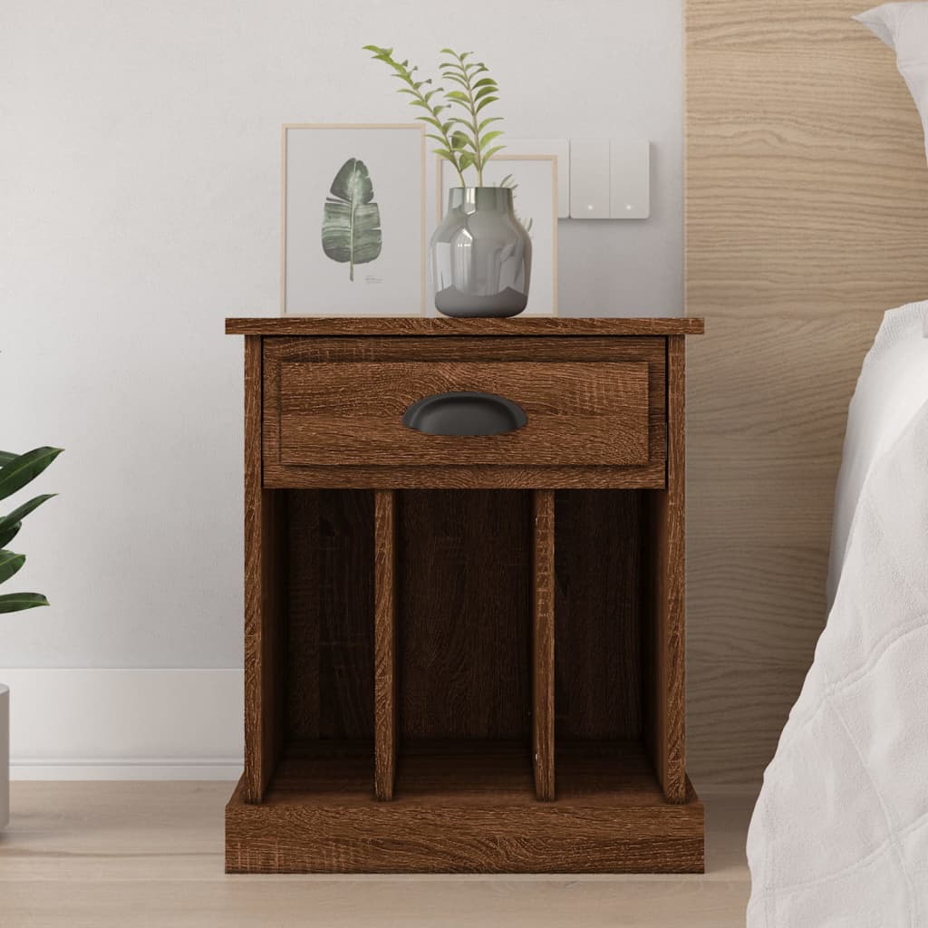 Compact Brown Oak Bedside Cabinet 43x36x50 cm - Stylish Storage