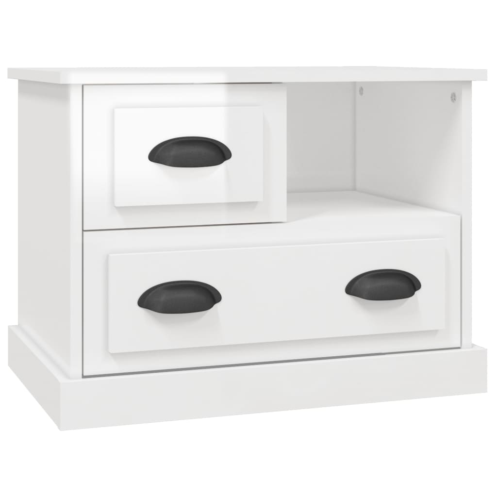 High Gloss White Bedside Cabinet, 60x39x45 cm | Modern Elegance