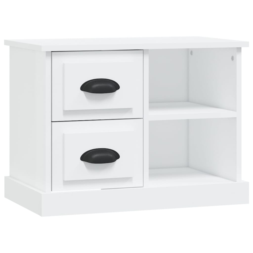 White Bedside Cabinet 60x35.5x45cm - Sleek Wooden Nightstand