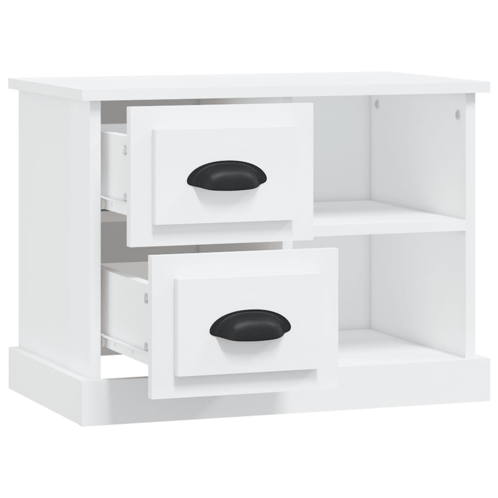 White Bedside Cabinet 60x35.5x45cm - Sleek Wooden Nightstand