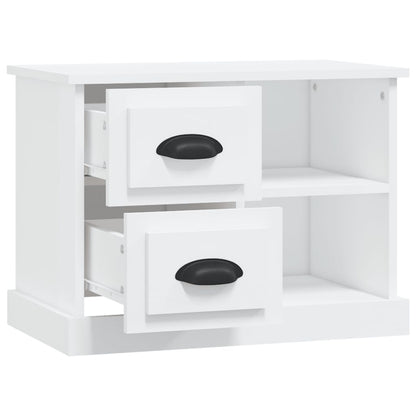 White Bedside Cabinet 60x35.5x45cm - Sleek Wooden Nightstand