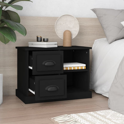 Modern Black Bedside Cabinet - Sleek Design, 60x35.5x45 cm