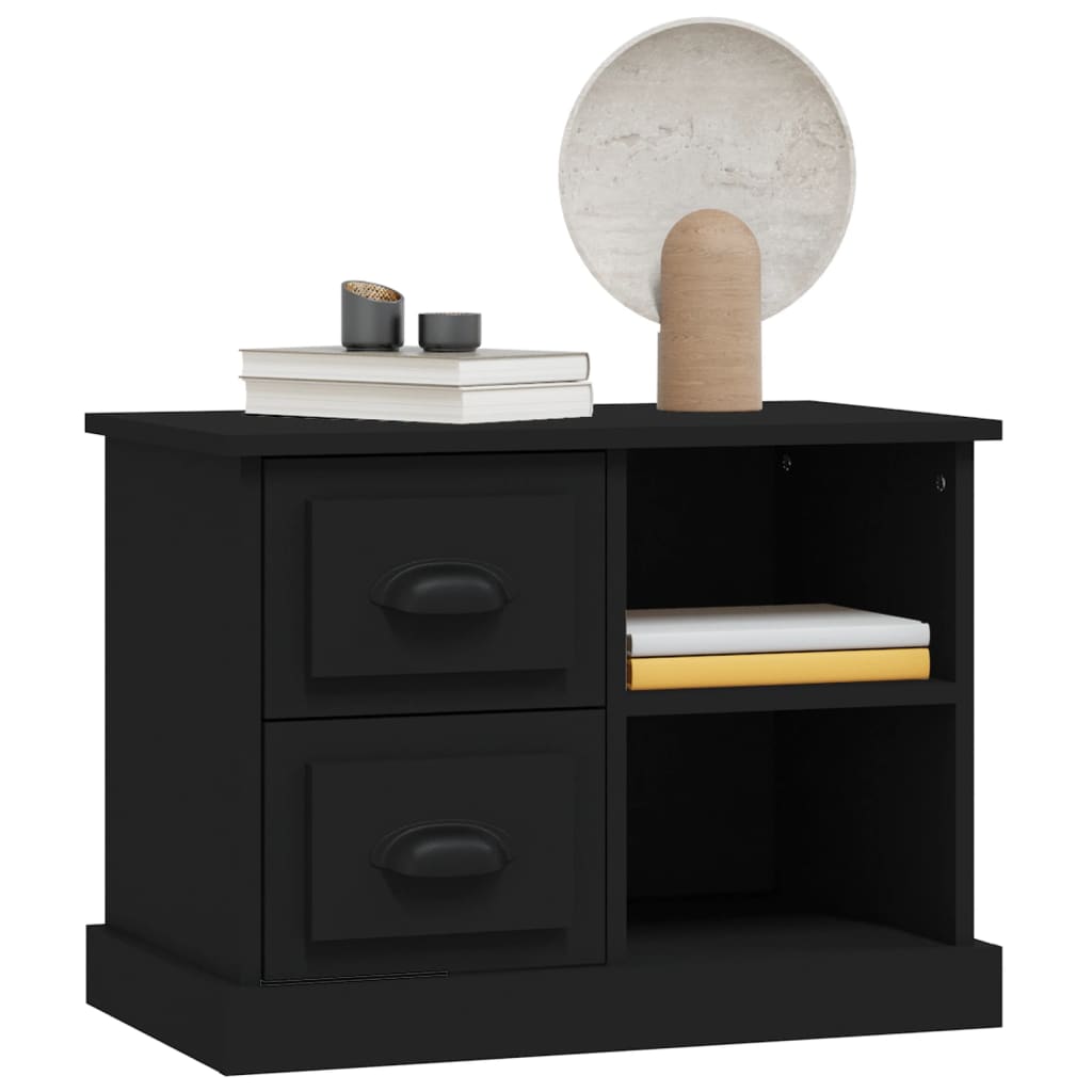 Modern Black Bedside Cabinet - Sleek Design, 60x35.5x45 cm