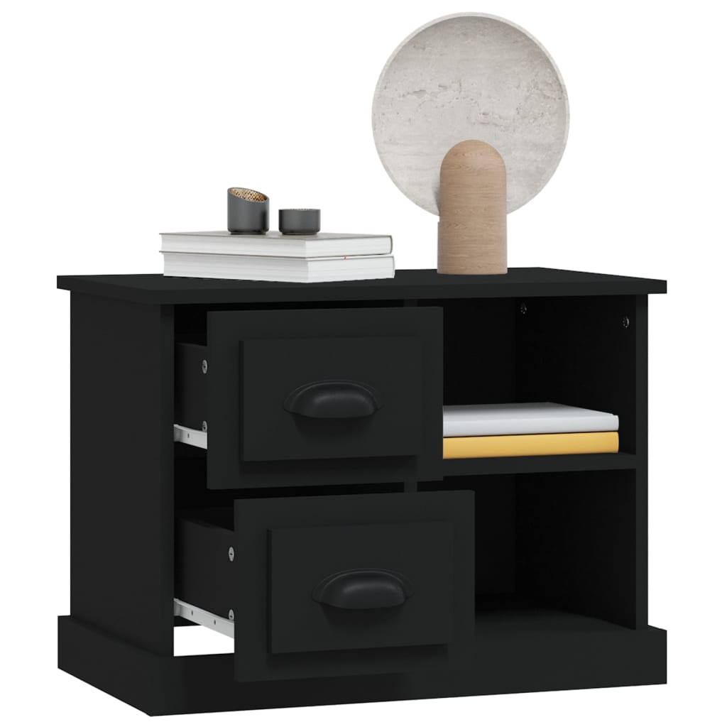 Modern Black Bedside Cabinet - Sleek Design, 60x35.5x45 cm