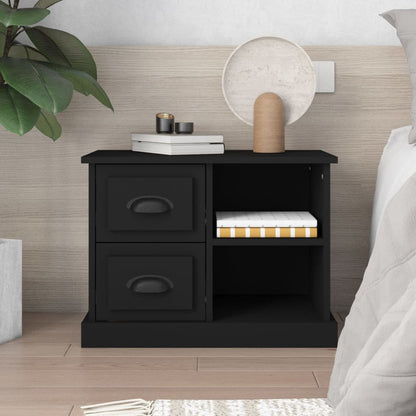 Modern Black Bedside Cabinet - Sleek Design, 60x35.5x45 cm