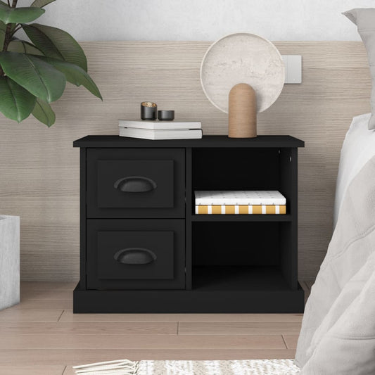Modern Black Bedside Cabinet - Sleek Design, 60x35.5x45 cm