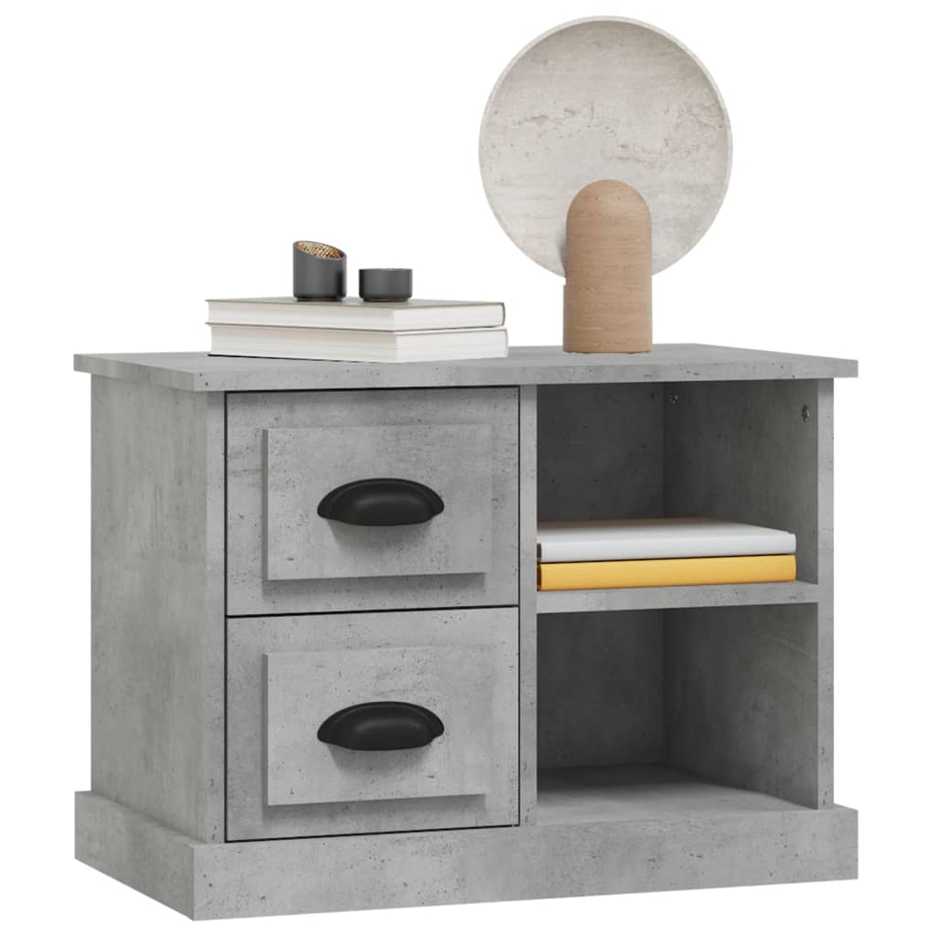 Concrete Grey Bedside Cabinet - Modern Design, 60x35.5x45 cm