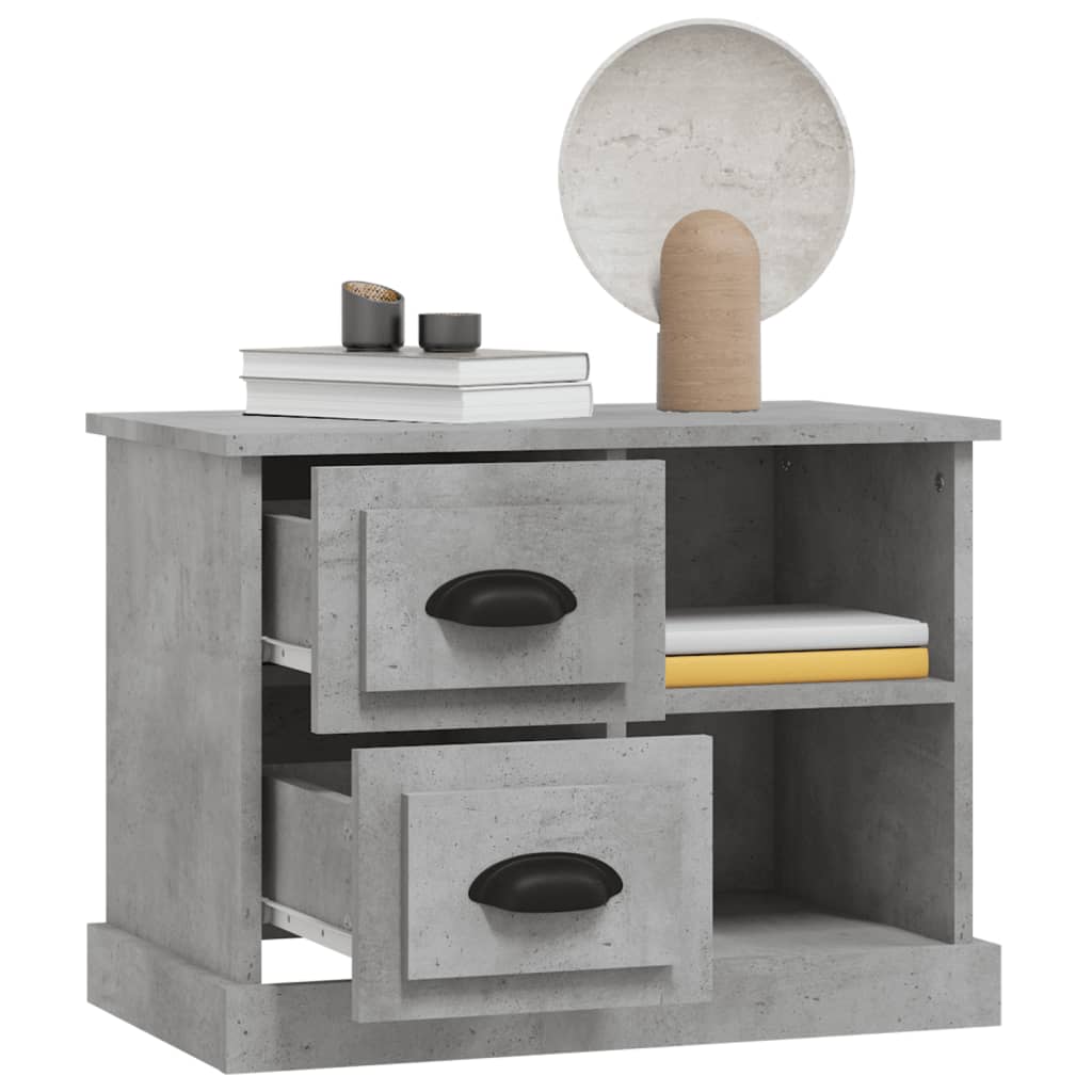 Concrete Grey Bedside Cabinet - Modern Design, 60x35.5x45 cm